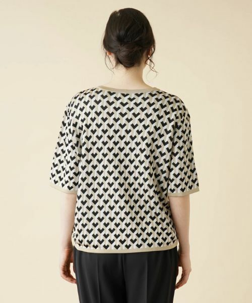 Leilian PLUS HOUSE / レリアンプラスハウス ニット・セーター | ジオメトリック柄クルーネックニット | 詳細6