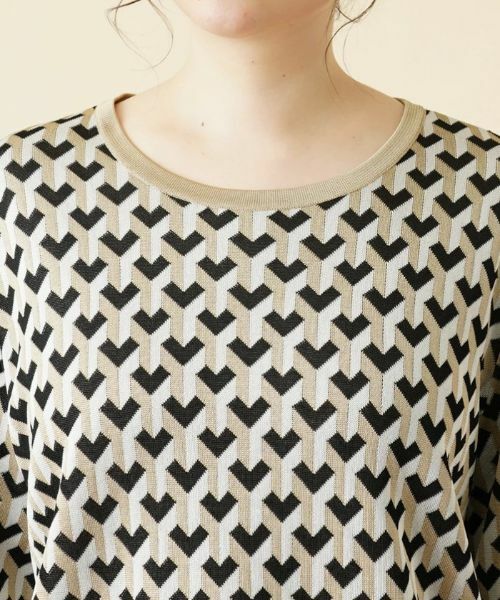 Leilian PLUS HOUSE / レリアンプラスハウス ニット・セーター | ジオメトリック柄クルーネックニット | 詳細7