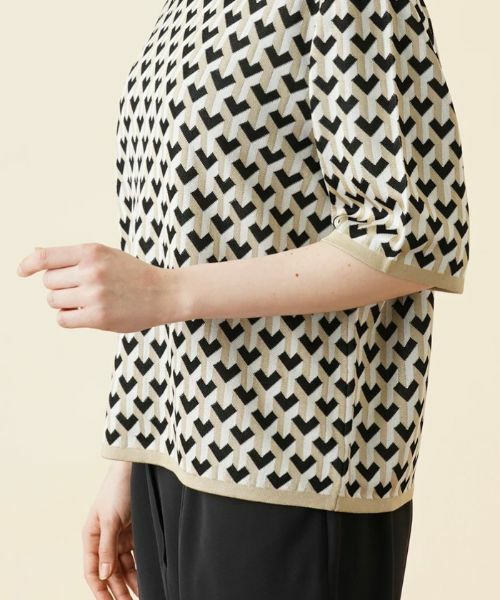 Leilian PLUS HOUSE / レリアンプラスハウス ニット・セーター | ジオメトリック柄クルーネックニット | 詳細9