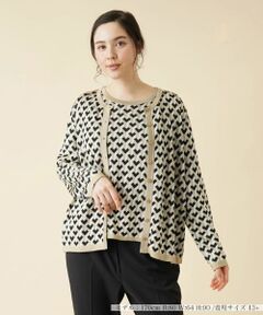 Leilian PLUS HOUSE / レリアンプラスハウス カーディガン・ボレロ | ジオメトリック柄カーディガン
