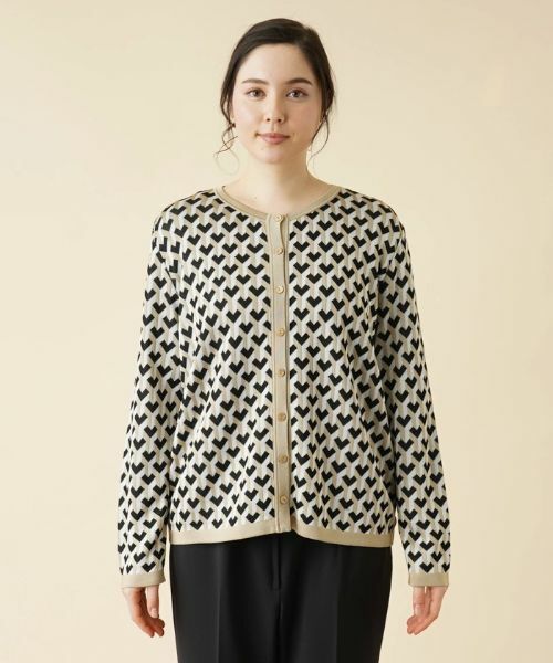 Leilian PLUS HOUSE / レリアンプラスハウス カーディガン・ボレロ | ジオメトリック柄カーディガン | 詳細4