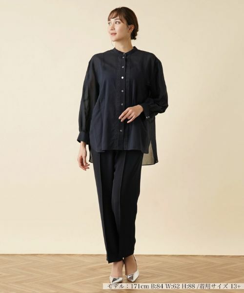 Leilian PLUS HOUSE / レリアンプラスハウス シャツ・ブラウス | シアーバンドカラーブラウス | 詳細1