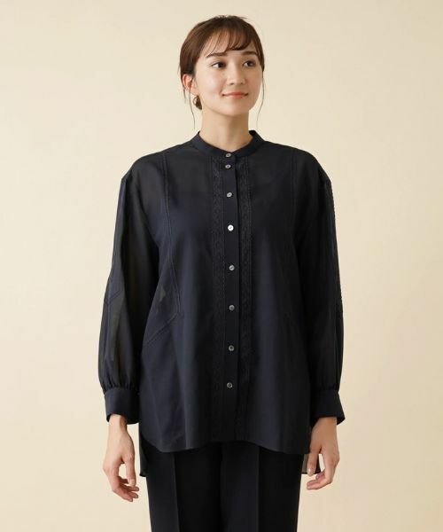 Leilian PLUS HOUSE / レリアンプラスハウス シャツ・ブラウス | シアーバンドカラーブラウス | 詳細4