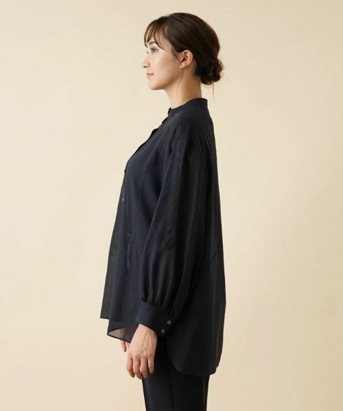 Leilian PLUS HOUSE / レリアンプラスハウス シャツ・ブラウス | シアーバンドカラーブラウス | 詳細5