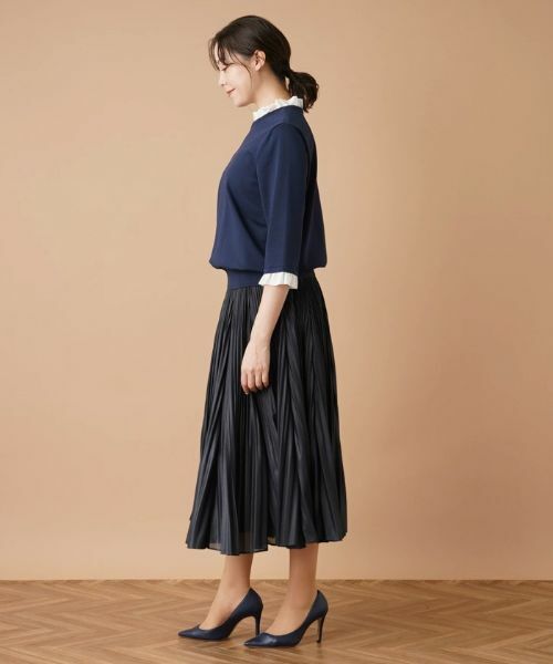 Leilian PLUS HOUSE / レリアンプラスハウス ニット・セーター | フリル切替七分袖ニット | 詳細12