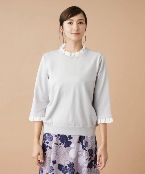 Leilian PLUS HOUSE / レリアンプラスハウス ニット・セーター | フリル切替七分袖ニット | 詳細4