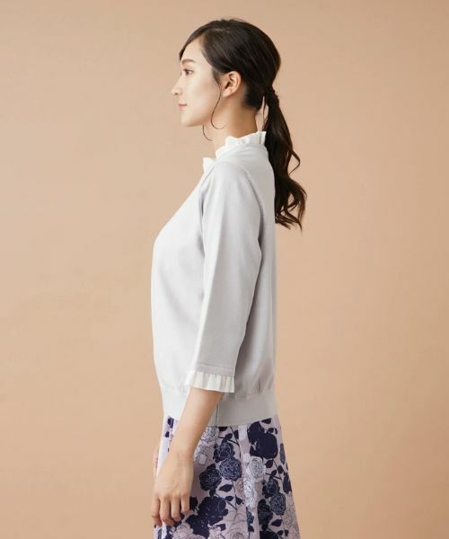 Leilian PLUS HOUSE / レリアンプラスハウス ニット・セーター | フリル切替七分袖ニット | 詳細5