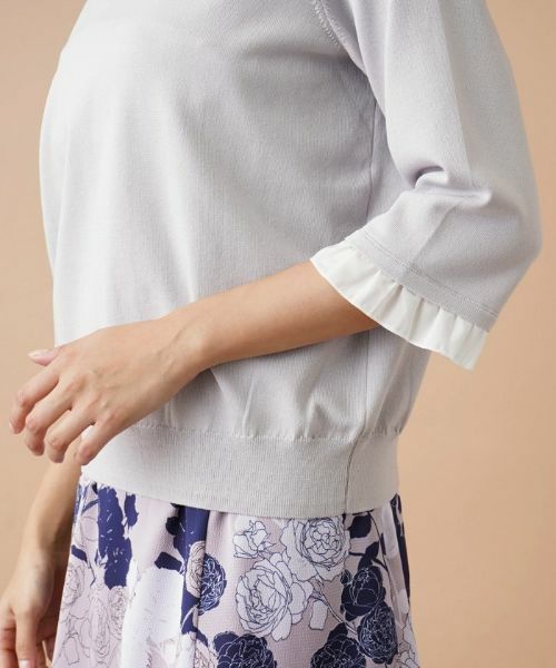 Leilian PLUS HOUSE / レリアンプラスハウス ニット・セーター | フリル切替七分袖ニット | 詳細9