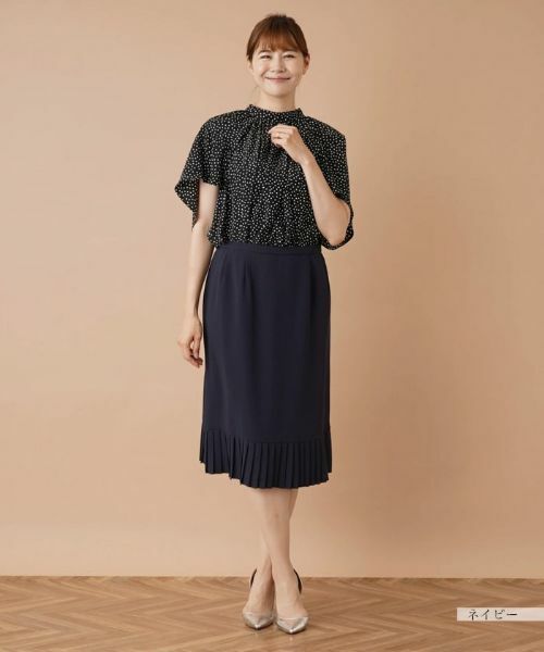 Leilian PLUS HOUSE / レリアンプラスハウス ミニ・ひざ丈スカート | プリーツ切替ミモレスカート | 詳細12