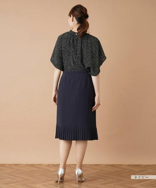 Leilian PLUS HOUSE / レリアンプラスハウス ミニ・ひざ丈スカート | プリーツ切替ミモレスカート | 詳細14