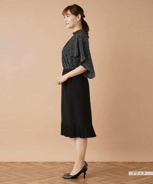 Leilian PLUS HOUSE / レリアンプラスハウス ミニ・ひざ丈スカート | プリーツ切替ミモレスカート | 詳細16