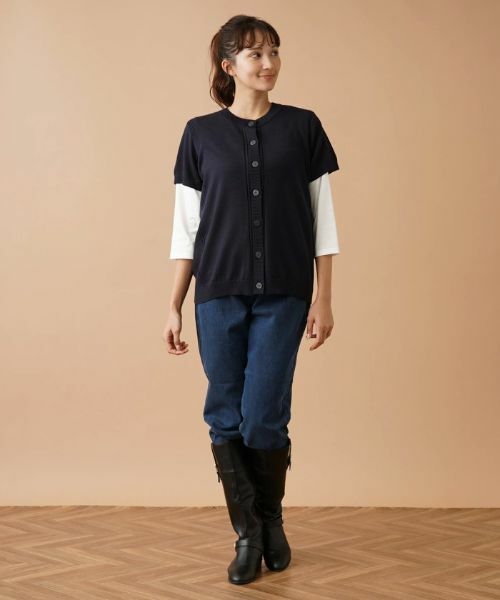 Leilian PLUS HOUSE / レリアンプラスハウス テーラードジャケット | 半袖ニットカーディガン | 詳細1