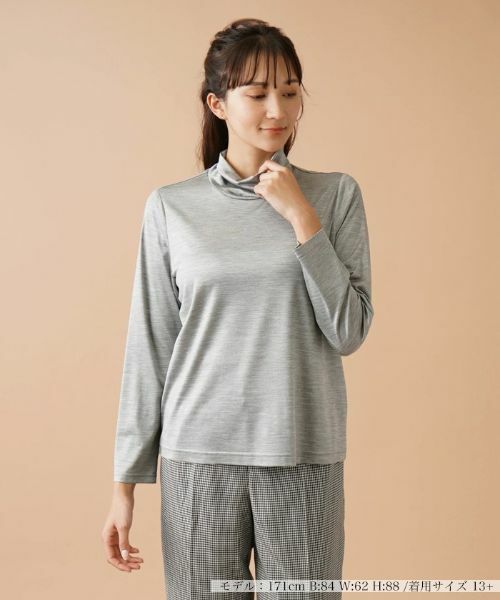Leilian PLUS HOUSE/レリアンプラスハウス 【店舗人気】ハイネックカットソー グレー 15+ Leilian PLUS HOUSE/レリアンプラスハウス 【店舗人気】ハイネックカットソー グレー 15+