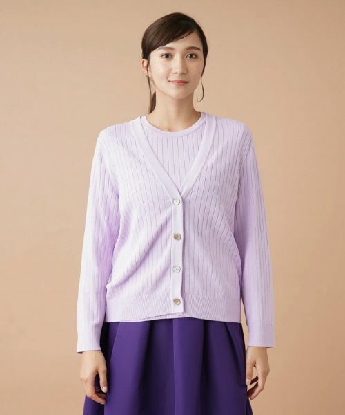 Leilian PLUS HOUSE / レリアンプラスハウス カーディガン・ボレロ | リブVネックカーディガン | 詳細4