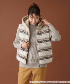 Leilian PLUS HOUSE / レリアンプラスハウス テーラードジャケット | フェアアイル柄切替フーデッドベスト