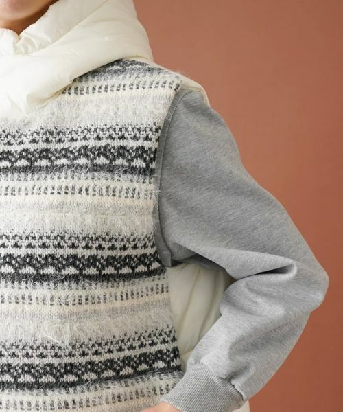 Leilian PLUS HOUSE / レリアンプラスハウス テーラードジャケット | フェアアイル柄切替フーデッドベスト | 詳細10