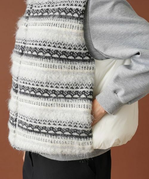 Leilian PLUS HOUSE / レリアンプラスハウス テーラードジャケット | フェアアイル柄切替フーデッドベスト | 詳細11