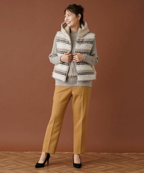 Leilian PLUS HOUSE / レリアンプラスハウス テーラードジャケット | フェアアイル柄切替フーデッドベスト | 詳細14