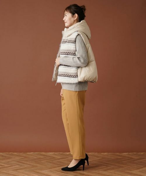 Leilian PLUS HOUSE / レリアンプラスハウス テーラードジャケット | フェアアイル柄切替フーデッドベスト | 詳細15