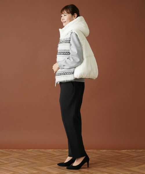 Leilian PLUS HOUSE / レリアンプラスハウス テーラードジャケット | フェアアイル柄切替フーデッドベスト | 詳細2