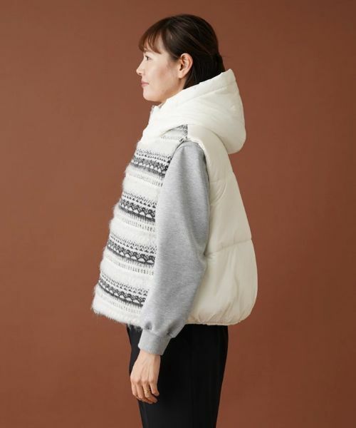 Leilian PLUS HOUSE / レリアンプラスハウス テーラードジャケット | フェアアイル柄切替フーデッドベスト | 詳細5