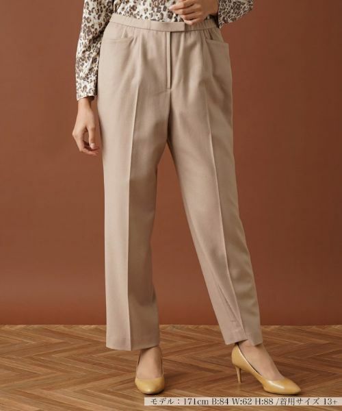Leilian PLUS HOUSE/レリアンプラスハウス センタープレスパンツ キャメル 13+ Leilian PLUS HOUSE/レリアンプラスハウス センタープレスパンツ キャメル 13+