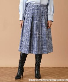 Leilian PLUS HOUSE / レリアンプラスハウス ミニ・ひざ丈スカート | ファンシーツイードタックフレアスカート