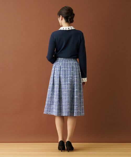 Leilian PLUS HOUSE / レリアンプラスハウス ミニ・ひざ丈スカート | ファンシーツイードタックフレアスカート | 詳細13