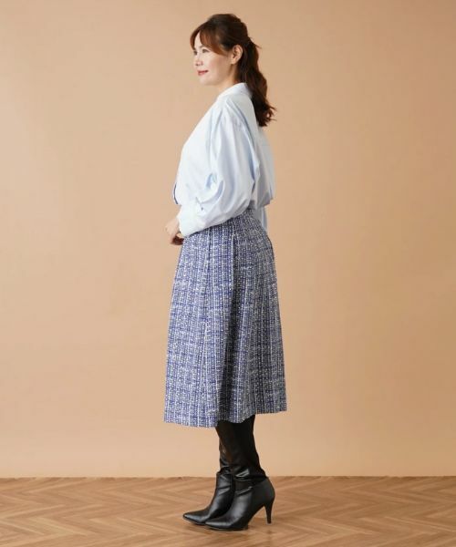 Leilian PLUS HOUSE / レリアンプラスハウス ミニ・ひざ丈スカート | ファンシーツイードタックフレアスカート | 詳細2