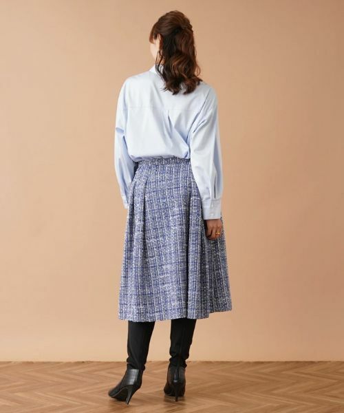 Leilian PLUS HOUSE / レリアンプラスハウス ミニ・ひざ丈スカート | ファンシーツイードタックフレアスカート | 詳細3