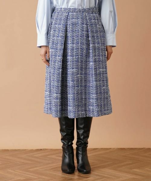 Leilian PLUS HOUSE / レリアンプラスハウス ミニ・ひざ丈スカート | ファンシーツイードタックフレアスカート | 詳細4