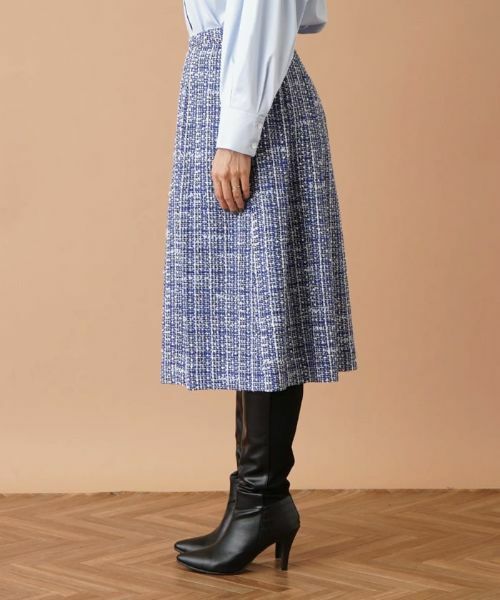 Leilian PLUS HOUSE / レリアンプラスハウス ミニ・ひざ丈スカート | ファンシーツイードタックフレアスカート | 詳細5