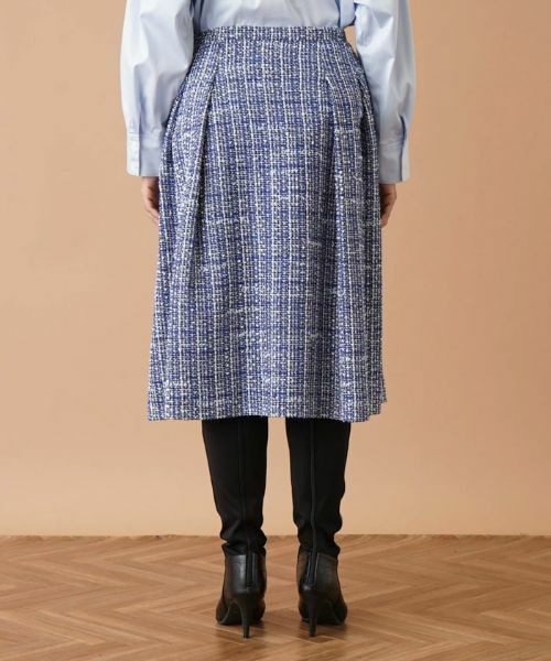 Leilian PLUS HOUSE / レリアンプラスハウス ミニ・ひざ丈スカート | ファンシーツイードタックフレアスカート | 詳細6