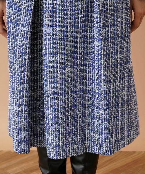 Leilian PLUS HOUSE / レリアンプラスハウス ミニ・ひざ丈スカート | ファンシーツイードタックフレアスカート | 詳細9