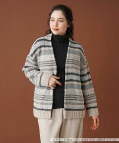 Leilian PLUS HOUSE / レリアンプラスハウス カーディガン・ボレロ | マルチボーダースパンコールカーディガン