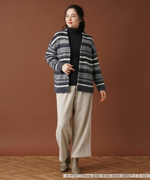 Leilian PLUS HOUSE / レリアンプラスハウス カーディガン・ボレロ | マルチボーダースパンコールカーディガン | 詳細1