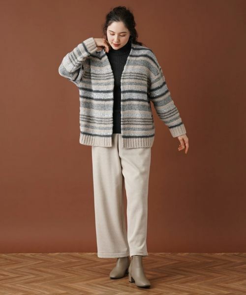 Leilian PLUS HOUSE / レリアンプラスハウス カーディガン・ボレロ | マルチボーダースパンコールカーディガン | 詳細11