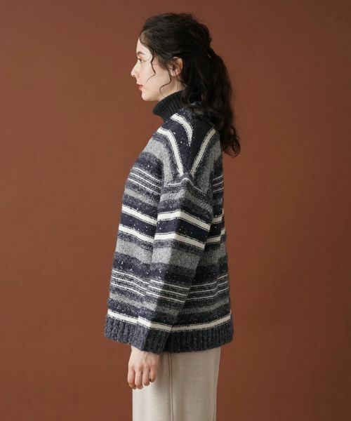 Leilian PLUS HOUSE / レリアンプラスハウス カーディガン・ボレロ | マルチボーダースパンコールカーディガン | 詳細5