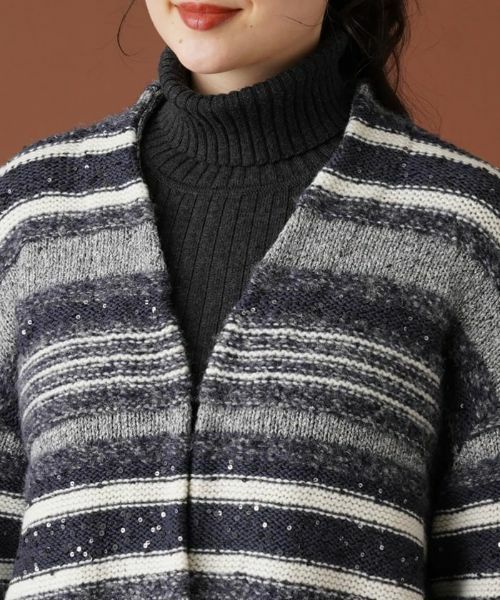 Leilian PLUS HOUSE / レリアンプラスハウス カーディガン・ボレロ | マルチボーダースパンコールカーディガン | 詳細7