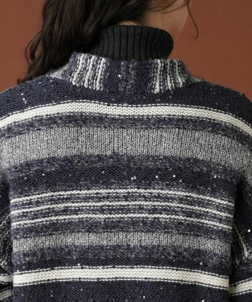 Leilian PLUS HOUSE / レリアンプラスハウス カーディガン・ボレロ | マルチボーダースパンコールカーディガン | 詳細8