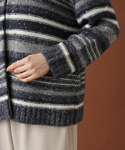 Leilian PLUS HOUSE / レリアンプラスハウス カーディガン・ボレロ | マルチボーダースパンコールカーディガン | 詳細9