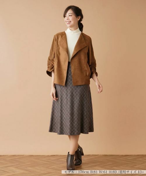 Leilian PLUS HOUSE / レリアンプラスハウス ミニ・ひざ丈スカート | バイアスチェックフレアスカート | 詳細1