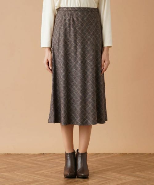 Leilian PLUS HOUSE / レリアンプラスハウス ミニ・ひざ丈スカート | バイアスチェックフレアスカート | 詳細4