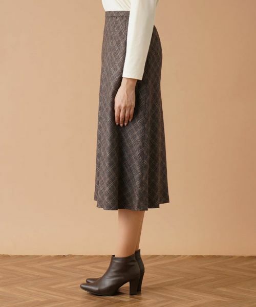 Leilian PLUS HOUSE / レリアンプラスハウス ミニ・ひざ丈スカート | バイアスチェックフレアスカート | 詳細5