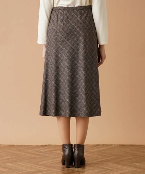 Leilian PLUS HOUSE / レリアンプラスハウス ミニ・ひざ丈スカート | バイアスチェックフレアスカート | 詳細6