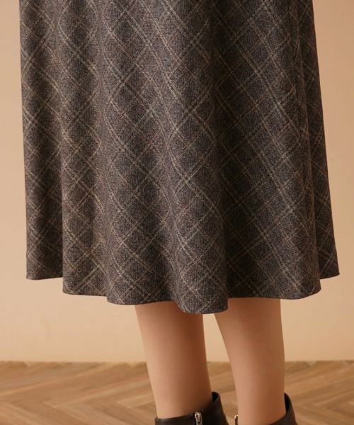Leilian PLUS HOUSE / レリアンプラスハウス ミニ・ひざ丈スカート | バイアスチェックフレアスカート | 詳細8