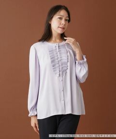 Leilian PLUS HOUSE / レリアンプラスハウス シャツ・ブラウス | ラッフルフリルバンドカラーブラウス【プラス企画】