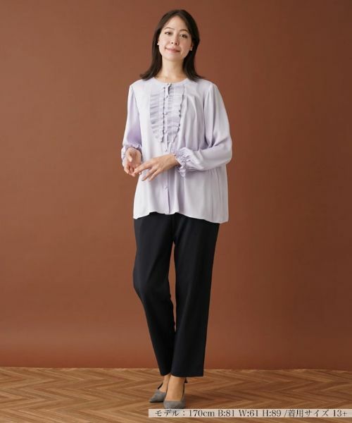 Leilian PLUS HOUSE / レリアンプラスハウス シャツ・ブラウス | ラッフルフリルバンドカラーブラウス【プラス企画】 | 詳細4