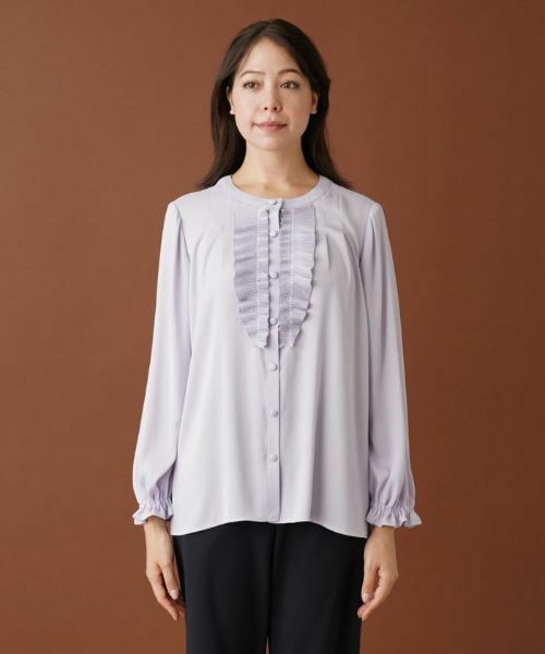 Leilian PLUS HOUSE / レリアンプラスハウス シャツ・ブラウス | ラッフルフリルバンドカラーブラウス【プラス企画】 | 詳細7