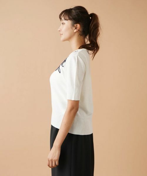 Leilian PLUS HOUSE / レリアンプラスハウス ニット・セーター | フラワー刺繍Vネックニット | 詳細5